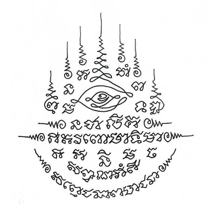 Boeddha-oog Sak Yant (Phra Net), symbool van inzicht en bescherming